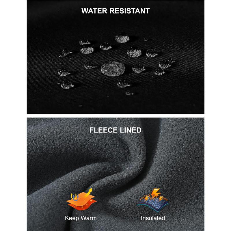 GOPUNE Men'S Waterproof Pants Insulated Cold Weather Hiking Winter Snow Ski Softshell Outdoor Pants Zipper Pockets Climbing Thermal Jogger Trousers Thermal Lined Jogger Pants Men